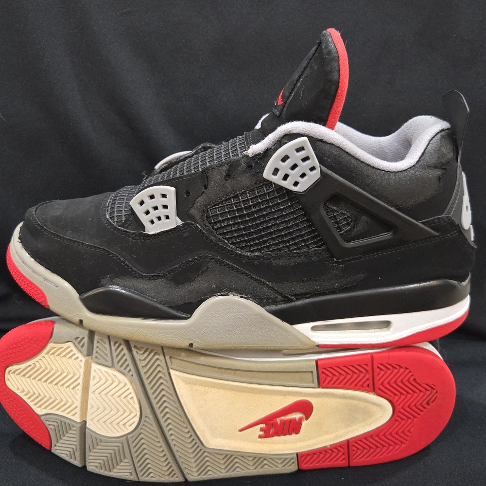 Nike Air Jordan 4 Bred Black and Gray Sneakers Customized Distressed Please Read